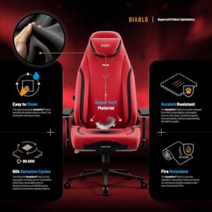 Chaise Gaming Diablo X.Eye Prime – Fauteuil PC Rouge avec Oreiller Magnétique