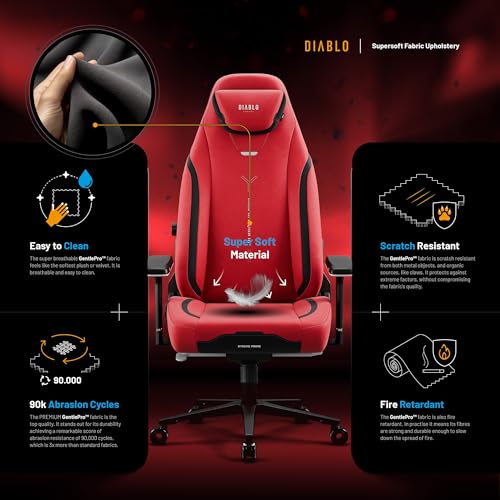 Chaise Gaming Diablo X.Eye Prime – Fauteuil PC Rouge avec Oreiller Magnétique