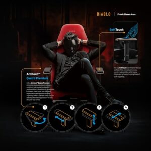 Chaise Gaming Diablo X.Eye Prime – Fauteuil PC Rouge avec Oreiller Magnétique