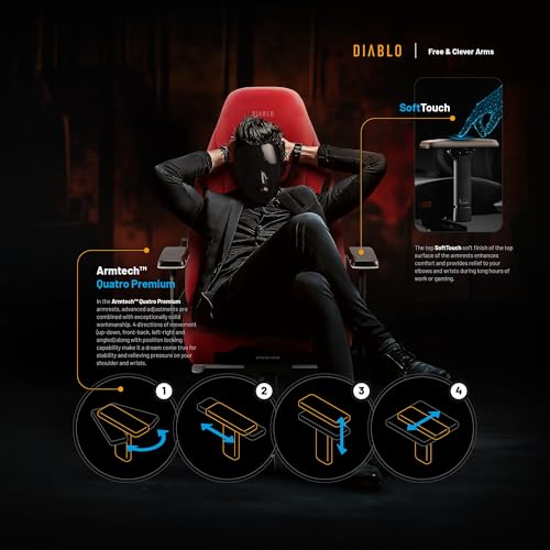 Chaise Gaming Diablo X.Eye Prime – Fauteuil PC Rouge avec Oreiller Magnétique