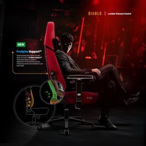Chaise Gaming Diablo X.Eye Prime – Fauteuil PC Rouge avec Oreiller Magnétique