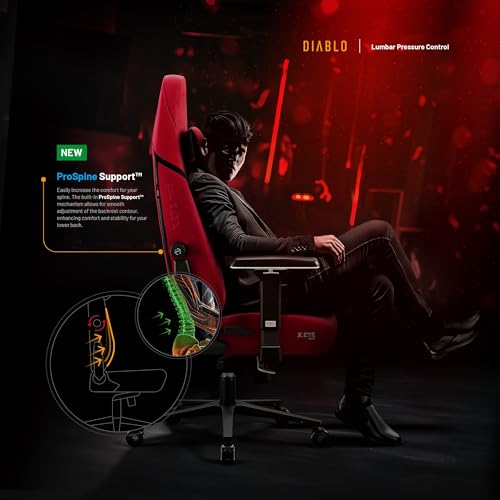 Chaise Gaming Diablo X.Eye Prime – Fauteuil PC Rouge avec Oreiller Magnétique