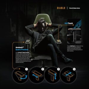 Chaise Gaming Diablo X.Eye Prime : Siège PC avec Accoudoirs 4D et Soutien Lombaire