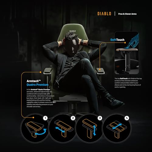 Chaise Gaming Diablo X.Eye Prime : Siège PC avec Accoudoirs 4D et Soutien Lombaire