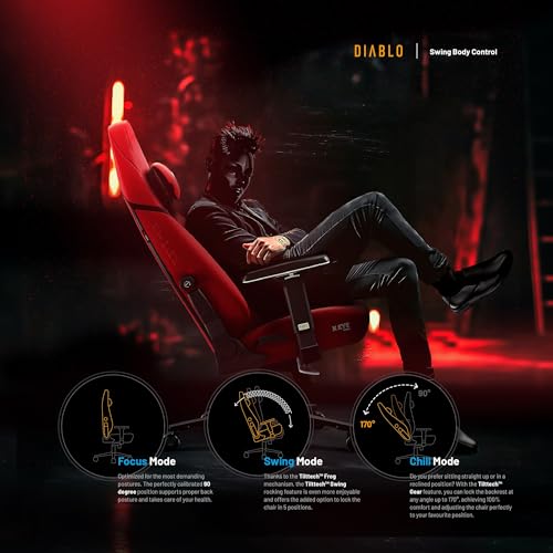 Chaise Gaming Diablo X.Eye Prime – Fauteuil PC Rouge avec Oreiller Magnétique