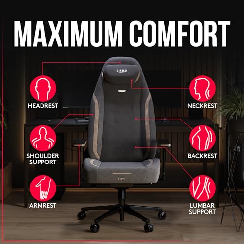 Chaise Gaming Diablo X-Eye 2.0 – Ergonomique, Accoudoirs et Dossier Réglables