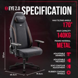 Chaise Gaming Diablo X-Eye 2.0 – Ergonomique, Accoudoirs et Dossier Réglables