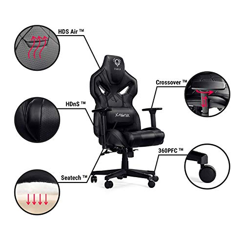 Chaise Gaming Diablo X-Fighter avec Accoudoirs 3D et Coussin Lombaire Noir