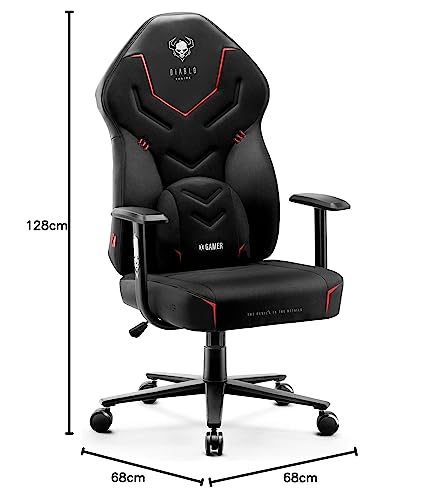 Chaise Gaming Diablo X-Gamer 2.0 Ergonomique avec Accoudoirs et Coussin Lombaire
