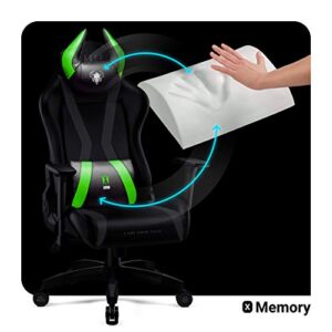 Chaise Gaming Diablo X-Horn Ergonomique Noir-Vert avec Accoudoirs 3D