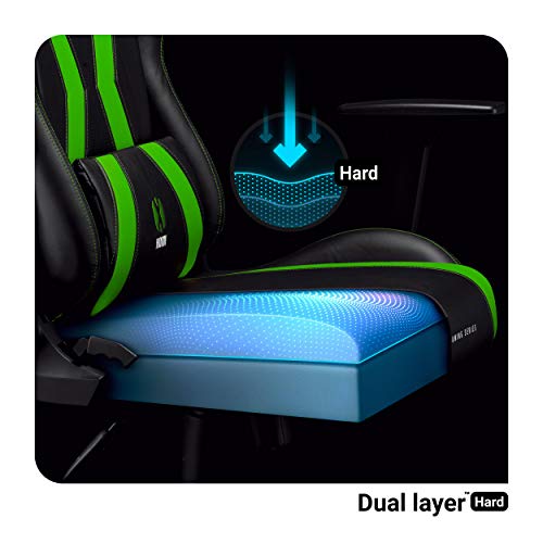 Chaise Gaming Diablo X-Horn Ergonomique Noir-Vert avec Accoudoirs 3D