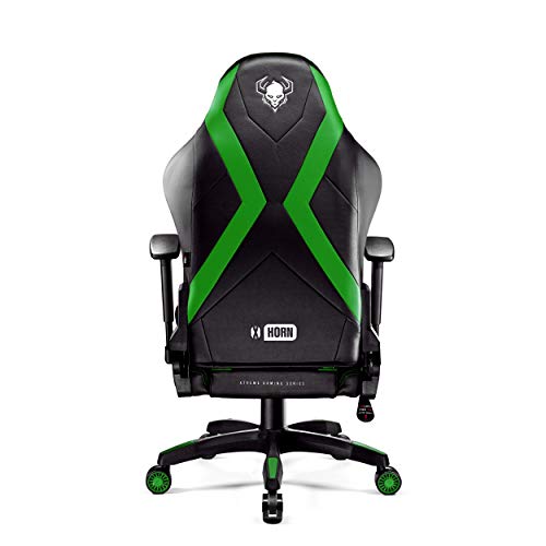 Chaise Gaming Diablo X-Horn Ergonomique Noir-Vert avec Accoudoirs 3D