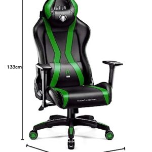 Chaise Gaming Diablo X-Horn Ergonomique Noir-Vert avec Accoudoirs 3D