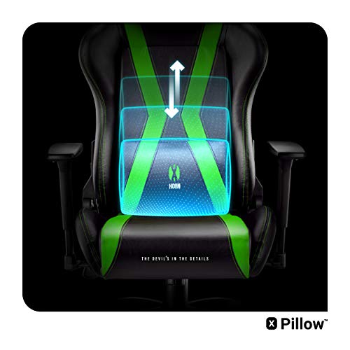 Chaise Gaming Diablo X-Horn Ergonomique Noir-Vert avec Accoudoirs 3D