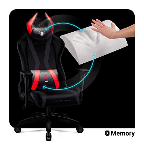 Chaise Gaming Diablo X-Horn XL Noir-Rouge avec Accoudoirs 3D Ergonomique