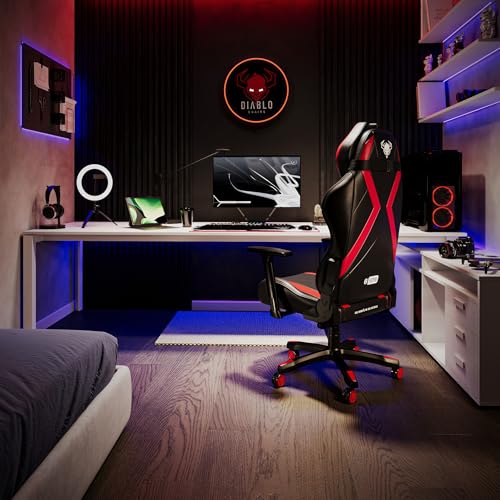 Chaise Gaming Diablo X-Horn XL Noir-Rouge avec Accoudoirs 3D Ergonomique