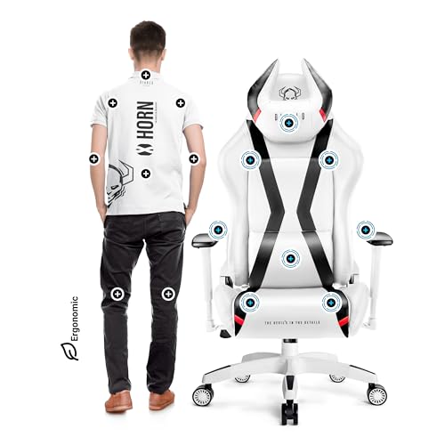 Chaise Gaming Diablo X-Horn XL avec Accoudoirs 3D et Inclinaison Blanc