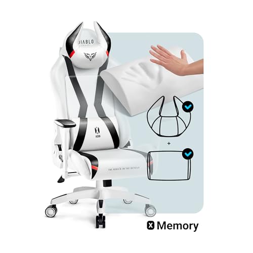 Chaise Gaming Diablo X-Horn XL avec Accoudoirs 3D et Inclinaison Blanc