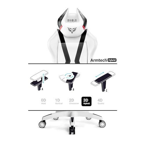 Chaise Gaming Diablo X-Horn XL avec Accoudoirs 3D et Inclinaison Blanc