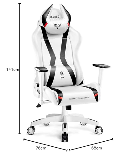 Chaise Gaming Diablo X-Horn XL avec Accoudoirs 3D et Inclinaison Blanc