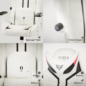 Chaise Gaming Diablo X-Ray Ergonomique Blanc-Noir, Accoudoirs 4D, 150 kg