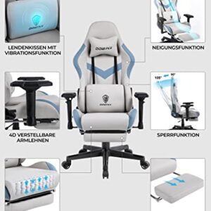 Chaise Gaming Dowinx avec Support Lombaire Massant et Repose-Pieds Cendre