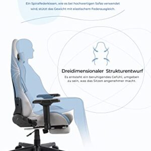 Chaise Gaming Dowinx avec Support Lombaire Massant et Repose-Pieds Cendre