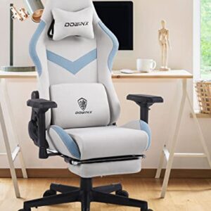 Chaise Gaming Dowinx avec Support Lombaire Massant et Repose-Pieds Cendre