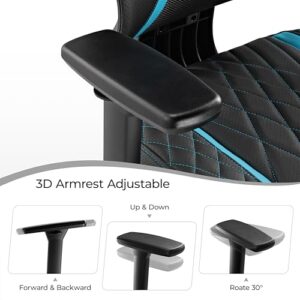 Chaise Gaming EUREKA ERGONOMIC avec Dossier Inclinable et Accoudoirs 3D