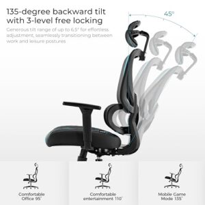 Chaise Gaming EUREKA ERGONOMIC avec Dossier Inclinable et Accoudoirs 3D
