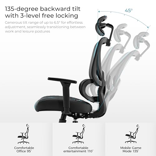 Chaise Gaming EUREKA ERGONOMIC avec Dossier Inclinable et Accoudoirs 3D