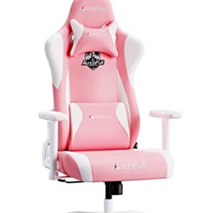 Chaise Gaming Ergonomique AutoFull Rabbit Ear Rose avec Soutien Lombaire Ajustable