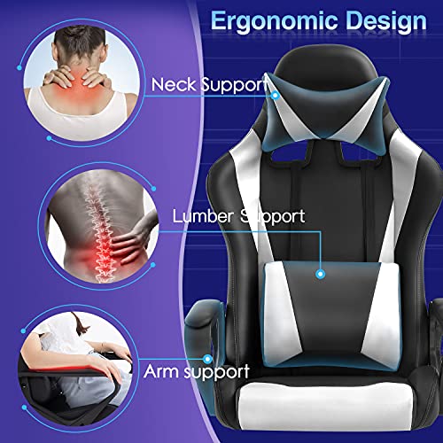 Chaise Gaming Ergonomique BestOffice avec Coussin Lombaire et Appui-tête