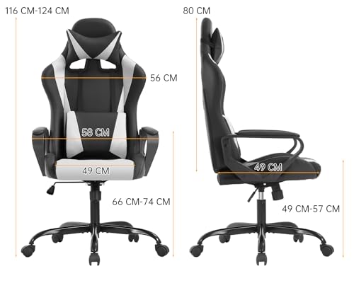 Chaise Gaming Ergonomique BestOffice avec Coussin Lombaire et Appui-tête