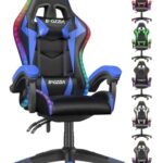 Chaise Gaming Ergonomique Bigzzia avec LED, Dossier Réglable, Bleu