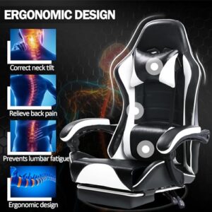 Chaise Gaming Ergonomique Blanche pour Adulte avec Dossier Réglable