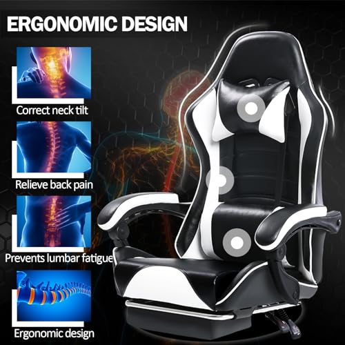 Chaise Gaming Ergonomique Blanche pour Adulte avec Dossier Réglable