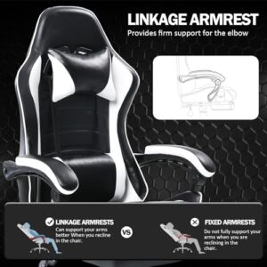 Chaise Gaming Ergonomique Blanche pour Adulte avec Dossier Réglable