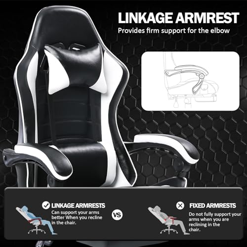 Chaise Gaming Ergonomique Blanche pour Adulte avec Dossier Réglable