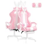 Chaise Gaming Ergonomique Ferghana avec Massage, Repose-Pied et Appui-tête Rose
