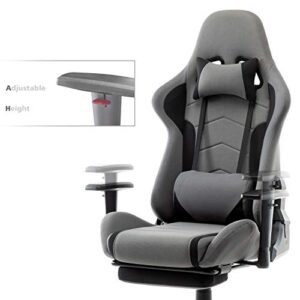 Chaise Gaming Ergonomique Intimate WM Heart en Tissu Gris avec Accoudoirs