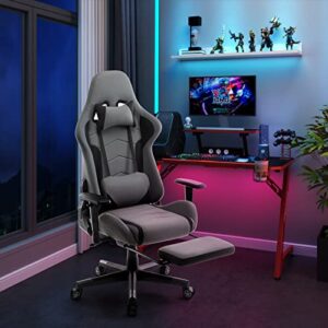 Chaise Gaming Ergonomique Intimate WM Heart en Tissu Gris avec Accoudoirs