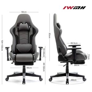 Chaise Gaming Ergonomique Intimate WM Heart en Tissu Gris avec Accoudoirs