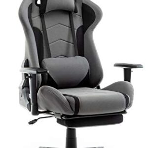 Chaise Gaming Ergonomique Intimate WM Heart en Tissu Gris avec Accoudoirs