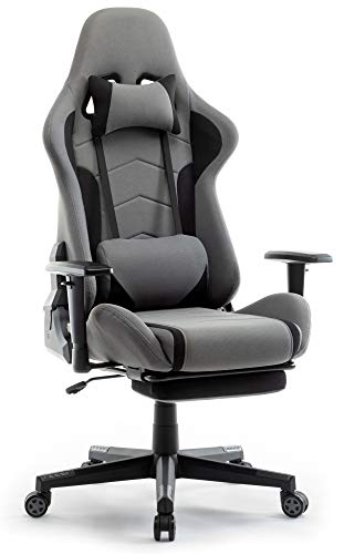 Chaise Gaming Ergonomique Intimate WM Heart en Tissu Gris avec Accoudoirs