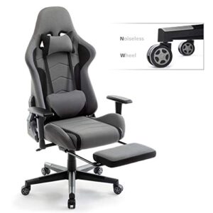 Chaise Gaming Ergonomique Intimate WM Heart en Tissu Gris avec Accoudoirs