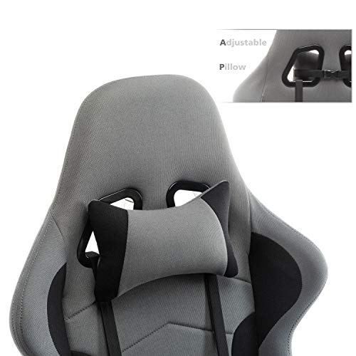 Chaise Gaming Ergonomique Intimate WM Heart en Tissu Gris avec Accoudoirs