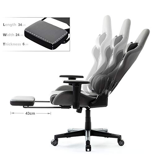 Chaise Gaming Ergonomique Intimate WM Heart en Tissu Gris avec Accoudoirs