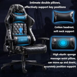 Chaise Gaming Ergonomique Noir avec Haut-Parleur Bluetooth et Repose-Pieds