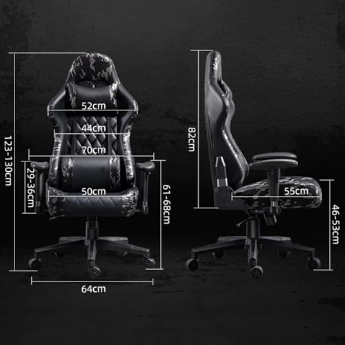 Chaise Gaming Ergonomique Noir avec Haut-Parleur Bluetooth et Repose-Pieds